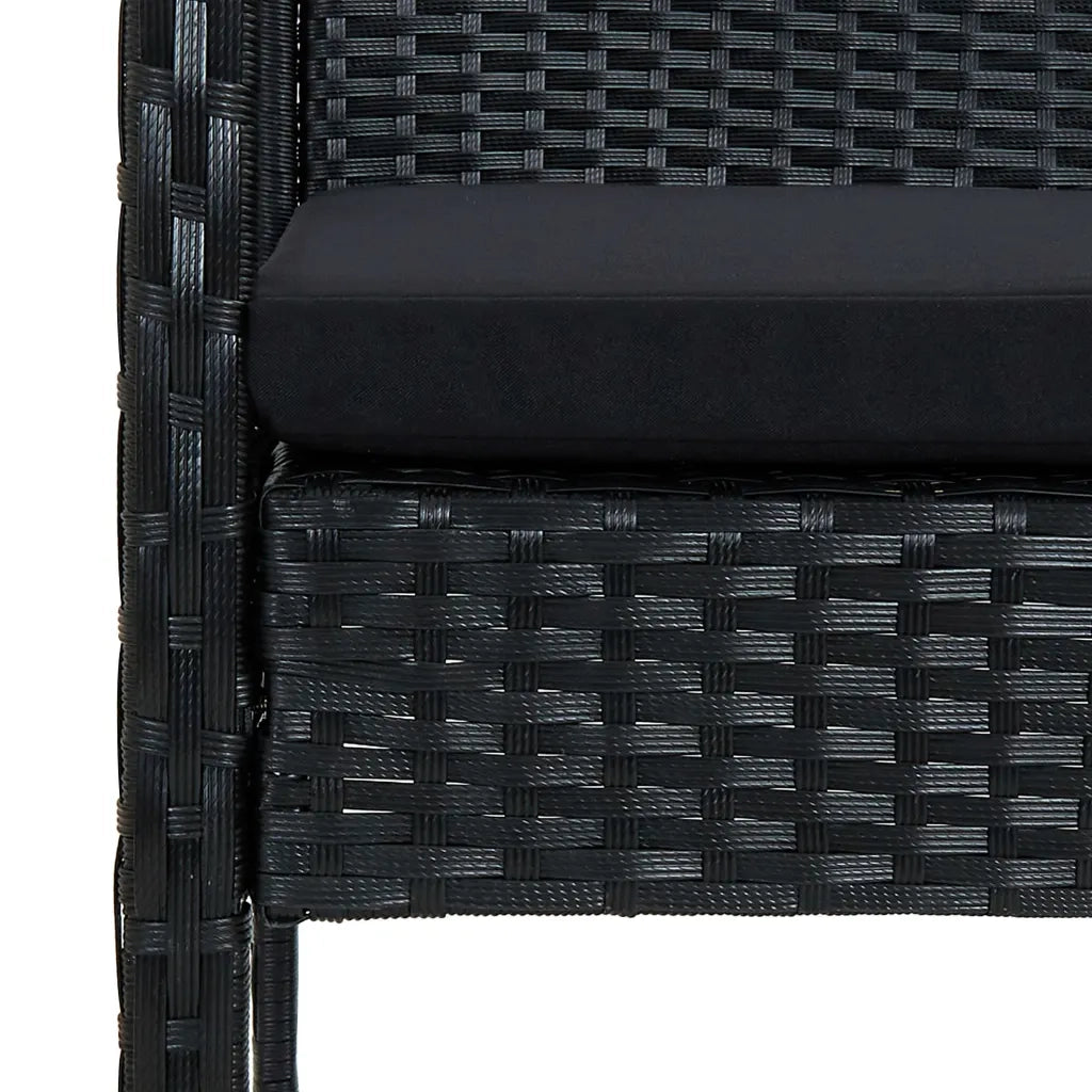 Set Divani da Giardino 4 pz | Set Salotto da Giardino con Cuscini in Polyrattan Nero