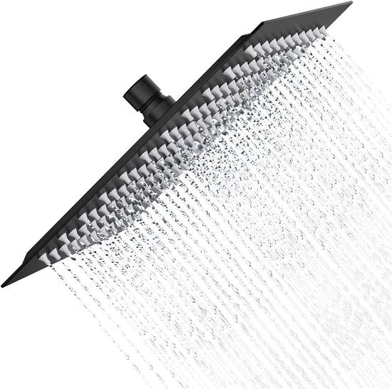Douchekop 12 pollici - Alta Pressione Ultra Sottile con Manichetta in Acciaio Inox - Douchekop Quadrato con Potente Getto d'Acqua per la Stanza da Bagno