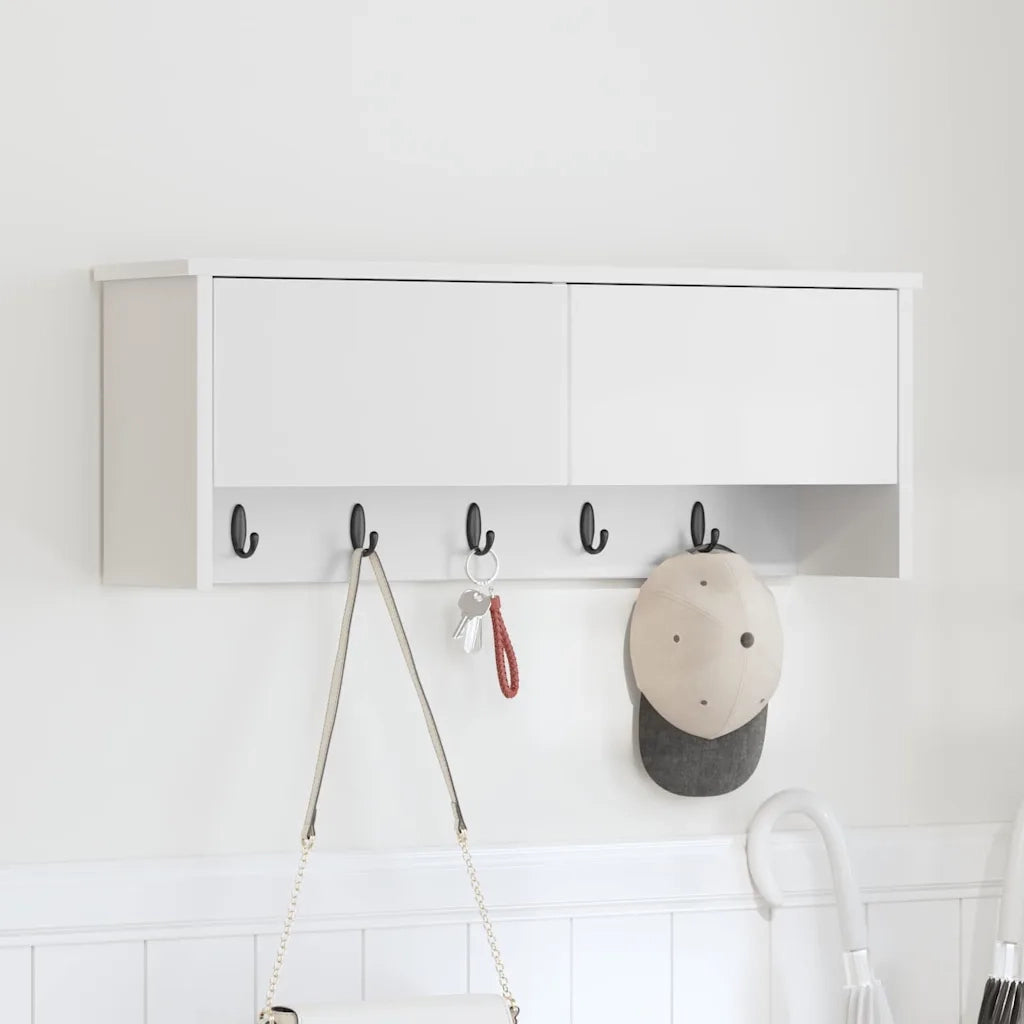 vidaXL Appendiabiti a muro Bianco 80 x 20 x 30 cm Legno multistrato