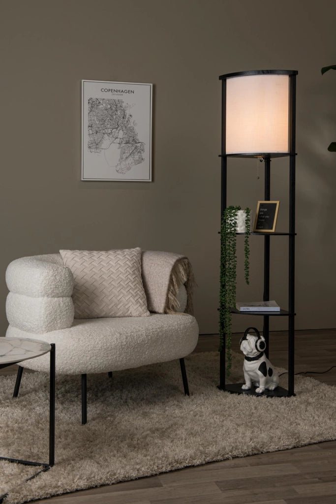 Lampada da terra MENNO scandinava 1xE27 nera crema Lucide