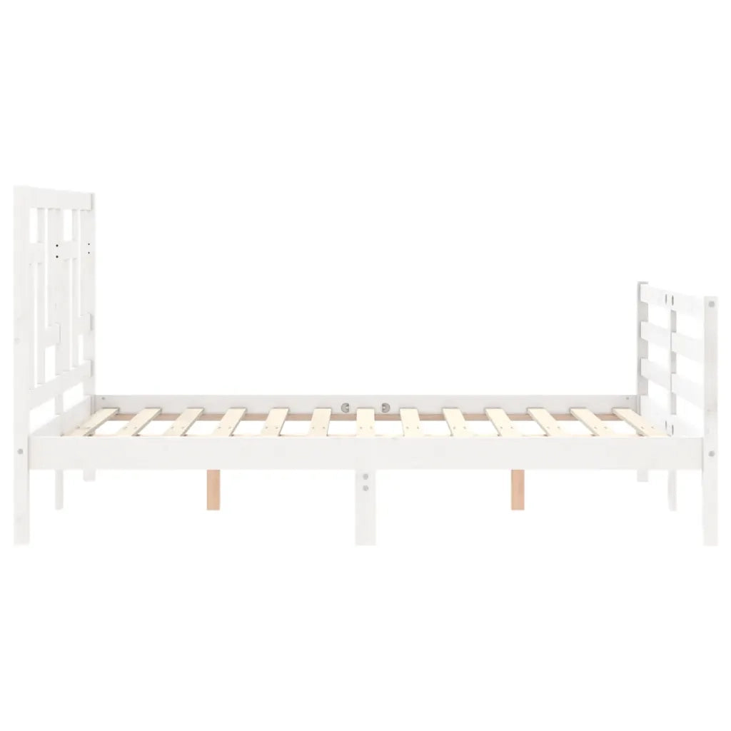 Giroletto con Testiera-Struttura Letto con testiera Bianco 140x190 cm in Legno Massello 413715