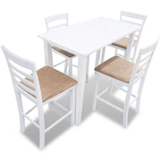 Set Tavolo da Bar in Legno Bianco e 4 Sedie da Bar