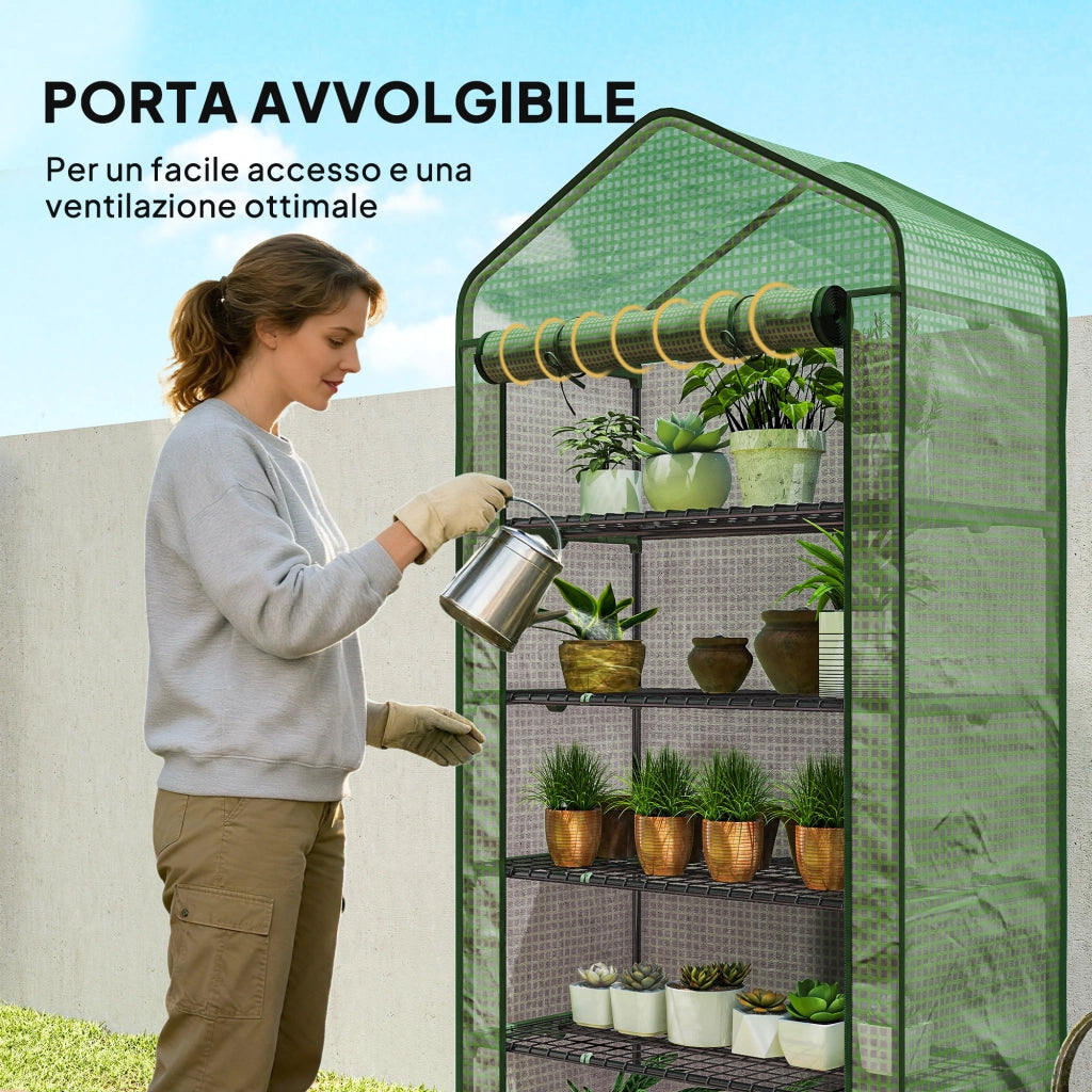 Serra da giardino a 5 livelli ¨C zephmum ¨C 90x49x193 cm verde