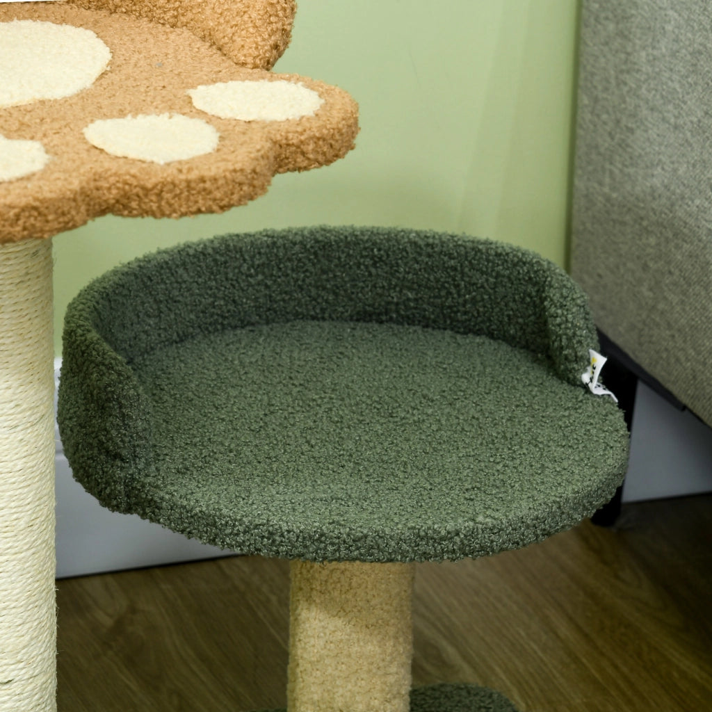 Tiragraffi per gatti con 2 posti e giocattoli ¨C zephmum ¨C Verde Beige Marrone