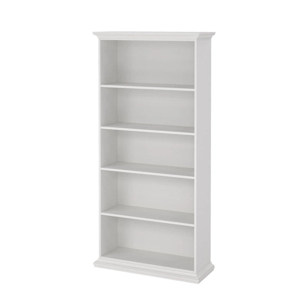 Libreria Aragon, Scaffale da ufficio, Mobile portalibri, Biblioteca, 96x37 h201 cm, Bianco