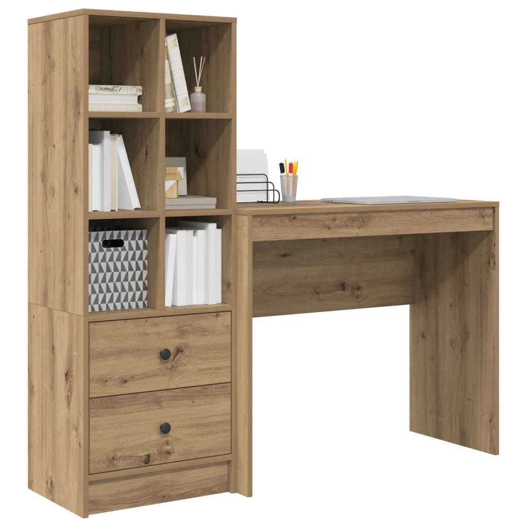 Scrivania con cassetto con lo scaffale 2 pcs Rovere artigianale 3337328