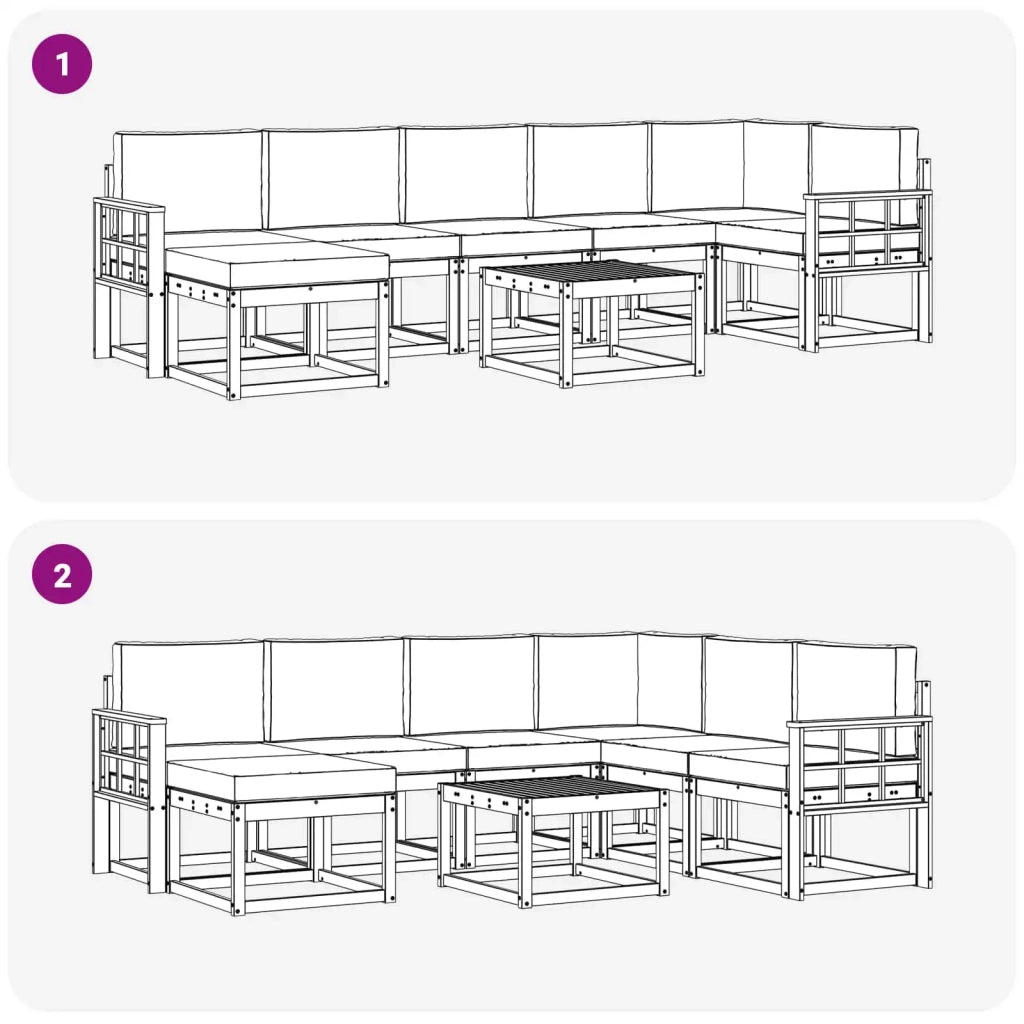 Set di divani da esterno 8 pz Bianco e Antracite Poliestere 3387991
