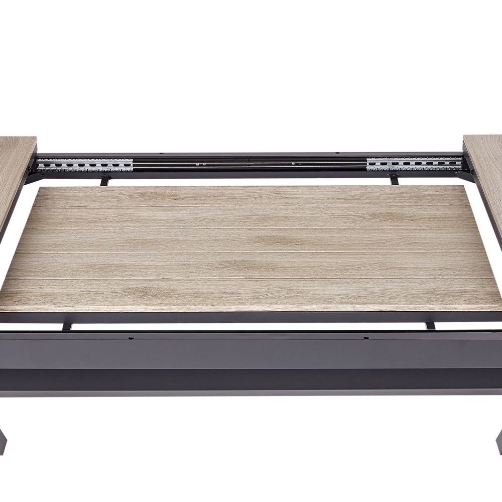 Tavolo da giardino allungabile in alluminio legno chiaro e grigio grafite 184x242 x 90 cm Mobili da giardino per esterni in stile moderno