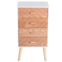 Cassettiera in Legno 4 Cassetti, 40x30x75cm, Bianco e Legno