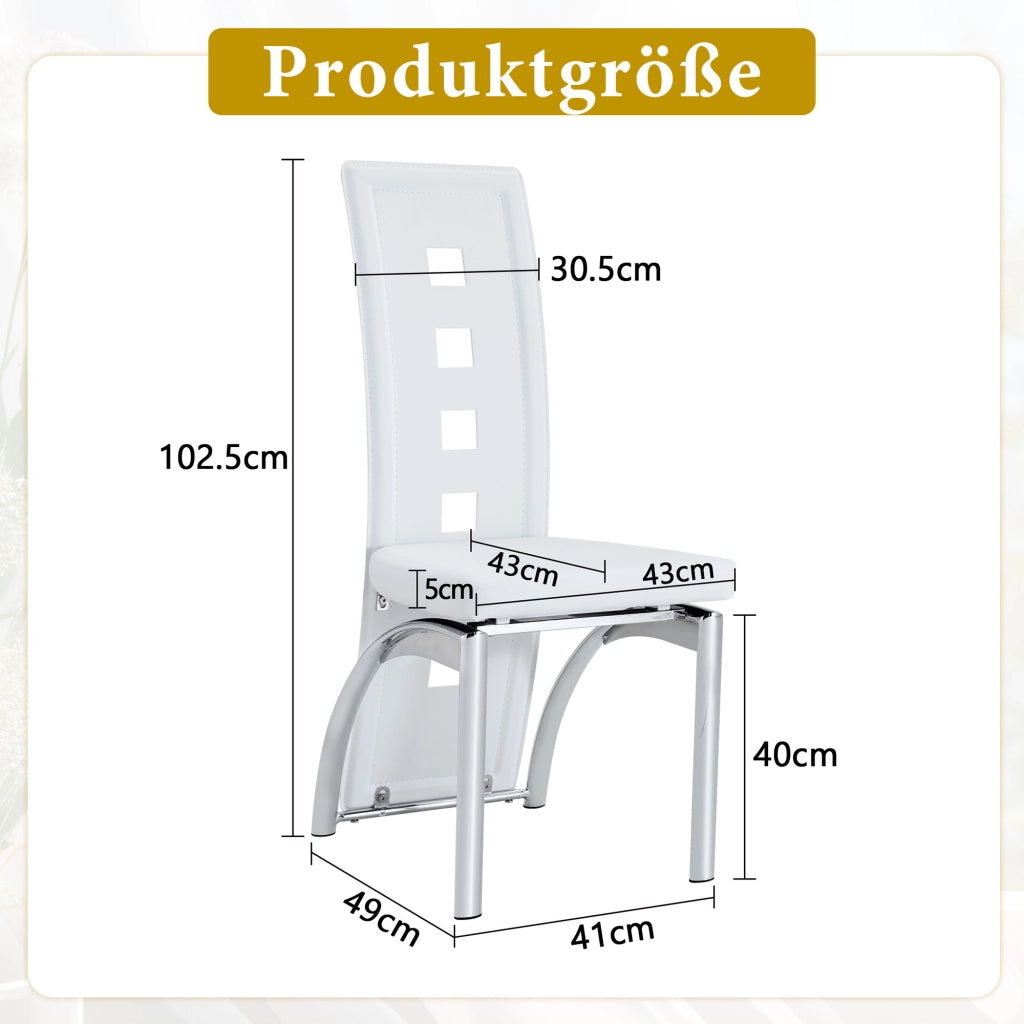 SEDIA da pranzo Set da 2 pezzi 102,5 cm PU bianco e metallo argento