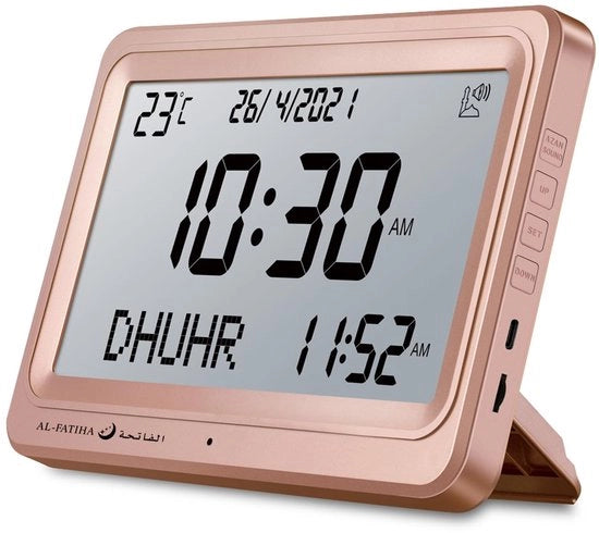 Orologio per preghiere, orologio digitale automatico con 8 suoni di preghiera per tutto il mondo, orologio per preghiere per accessori da casa (rosa oro)