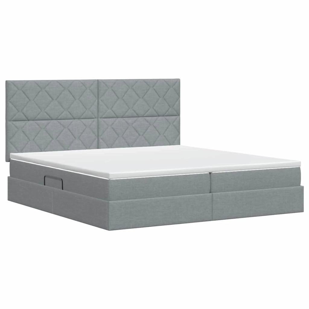 Letto con contenitore e materasso Grigio Chiaro 200 x 200 cm 3459588