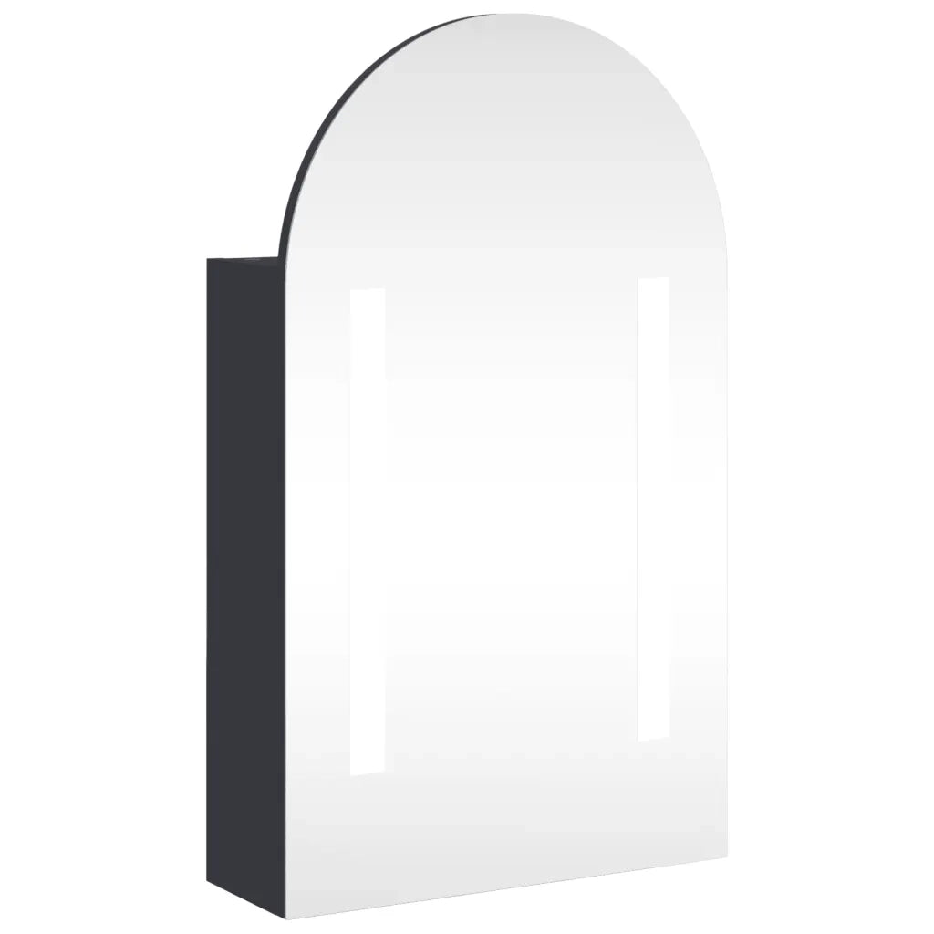 Armadietto Bagno con Specchio e LED ad Arco Grigio 42x13x70 cm 357974