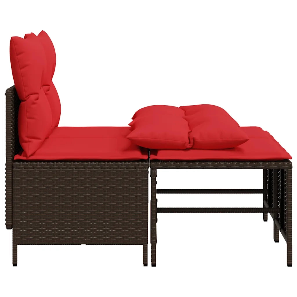 Set Divani da Giardino 4 pz con Cuscini Marrone in Polyrattan 368377
