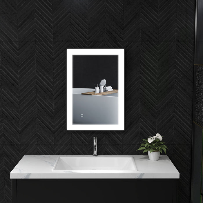 Specchio da Bagno 70x3x50 cm Illuminato a LED 3 Tonalità Cornice in Alluminio Nero