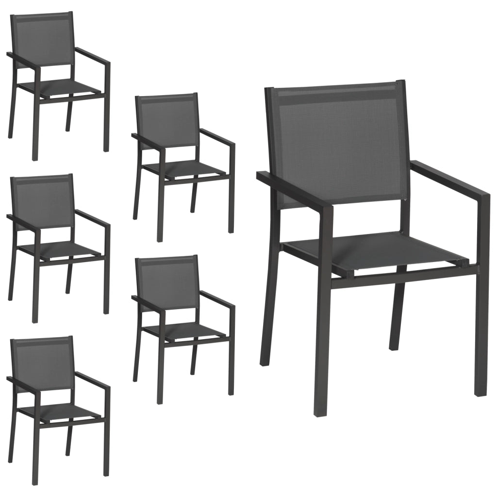 Set di 6 sedie in alluminio antracite - textilene grigio