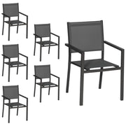 Set di 6 sedie in alluminio antracite - textilene grigio