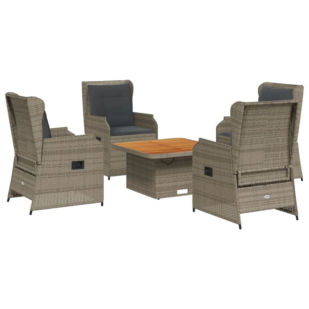 Set Divani da Giardino 5 pz con Cuscini in Polyrattan Grigio 3262734