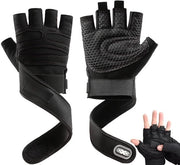 Manubri per allenamento con guanti antiscivolo, supporto per polso, materiale abrasione resistente, tessuto di cotone soffice, regolabile, fitness