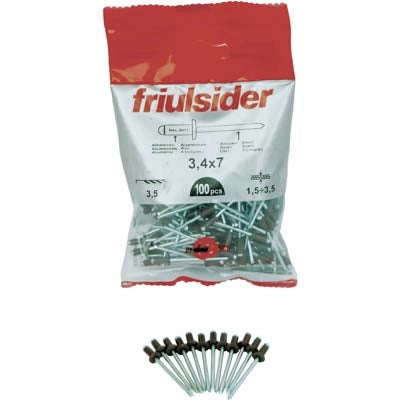 RIVETTO A STRAPPO ALLUMINIO TESTA MORO FRIULSIDER - MM 4,0X12 CF=PZ 100- 10 confezioni