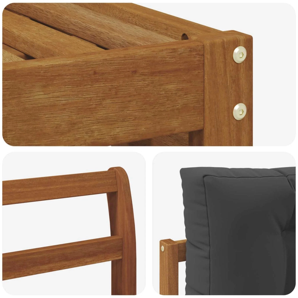 Set divani 7 pcs Naturale e Antracite Legno di Acacia Massello 3373822