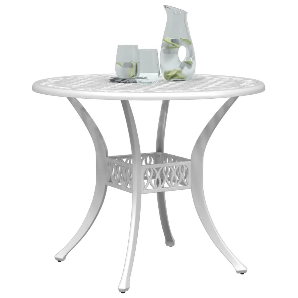 Tavolo da Giardino Bianco Ã˜90x75 cm in Alluminio Pressofuso