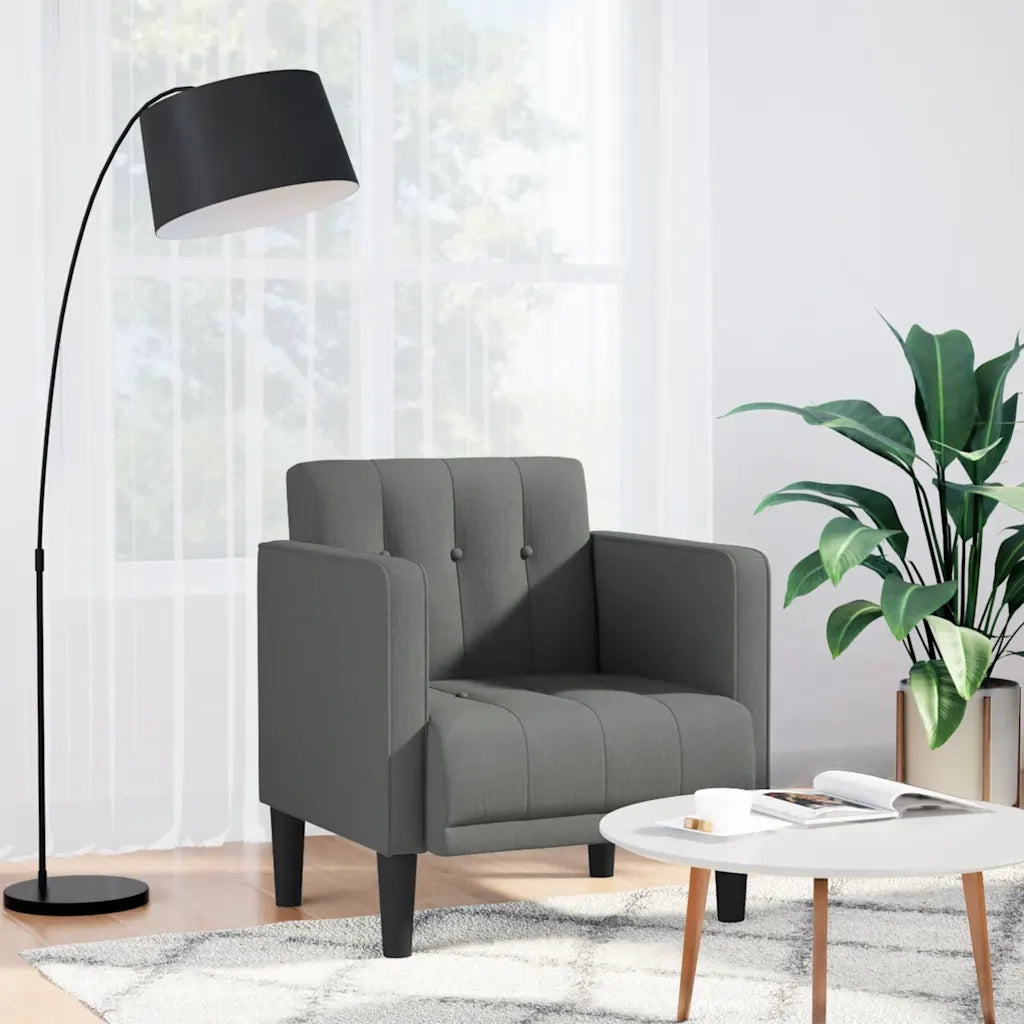 Divano Sedia con Braccioli Grigio Scuro 53 cm in Tessuto 4100544