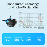 CTF-1000B SuperECO Pompa laghetto e ruscello 10000l/h 80W per circolazione acqua