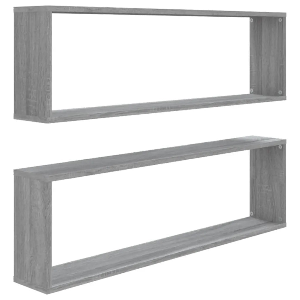 Mensole Cubo Muro 2pz Grigio Sonoma 100x15x30 Legno Multistrato 815909