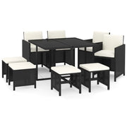 Set da pranzo in resina intrecciata nera da 9 pezzi con cuscini salotto da giardino e mobili da sala da pranzo 02_0014917