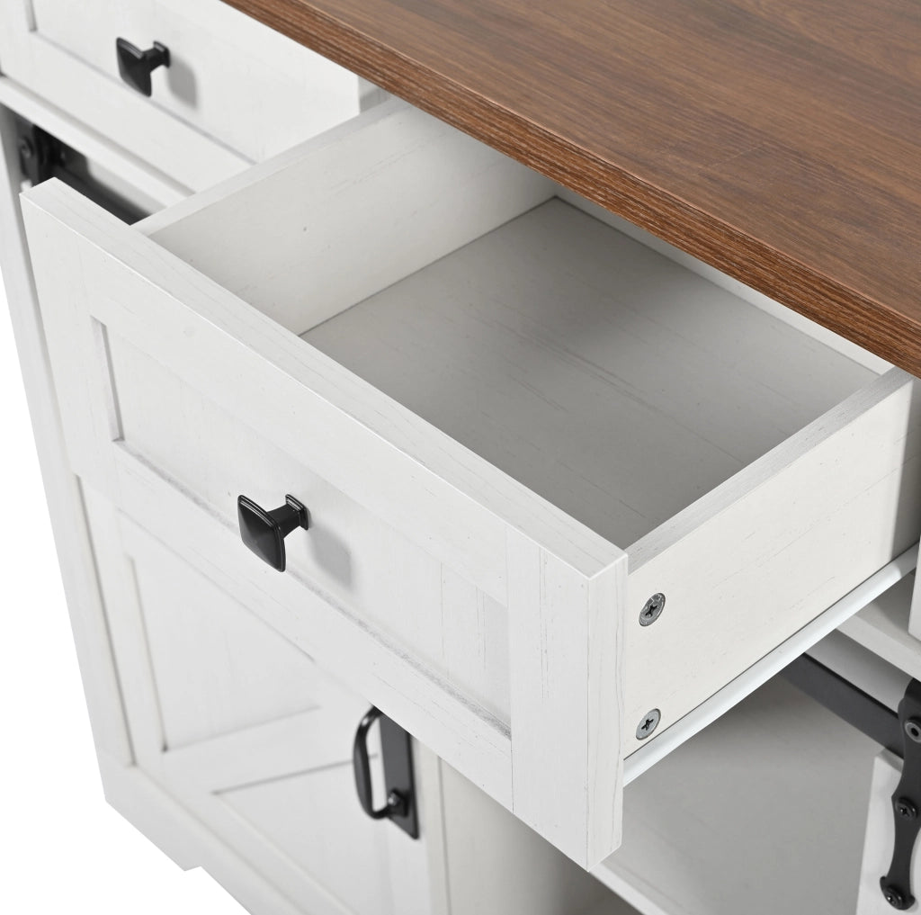 Isola cucina 140x73x94 cm pieghevole e mobile in MDF beige