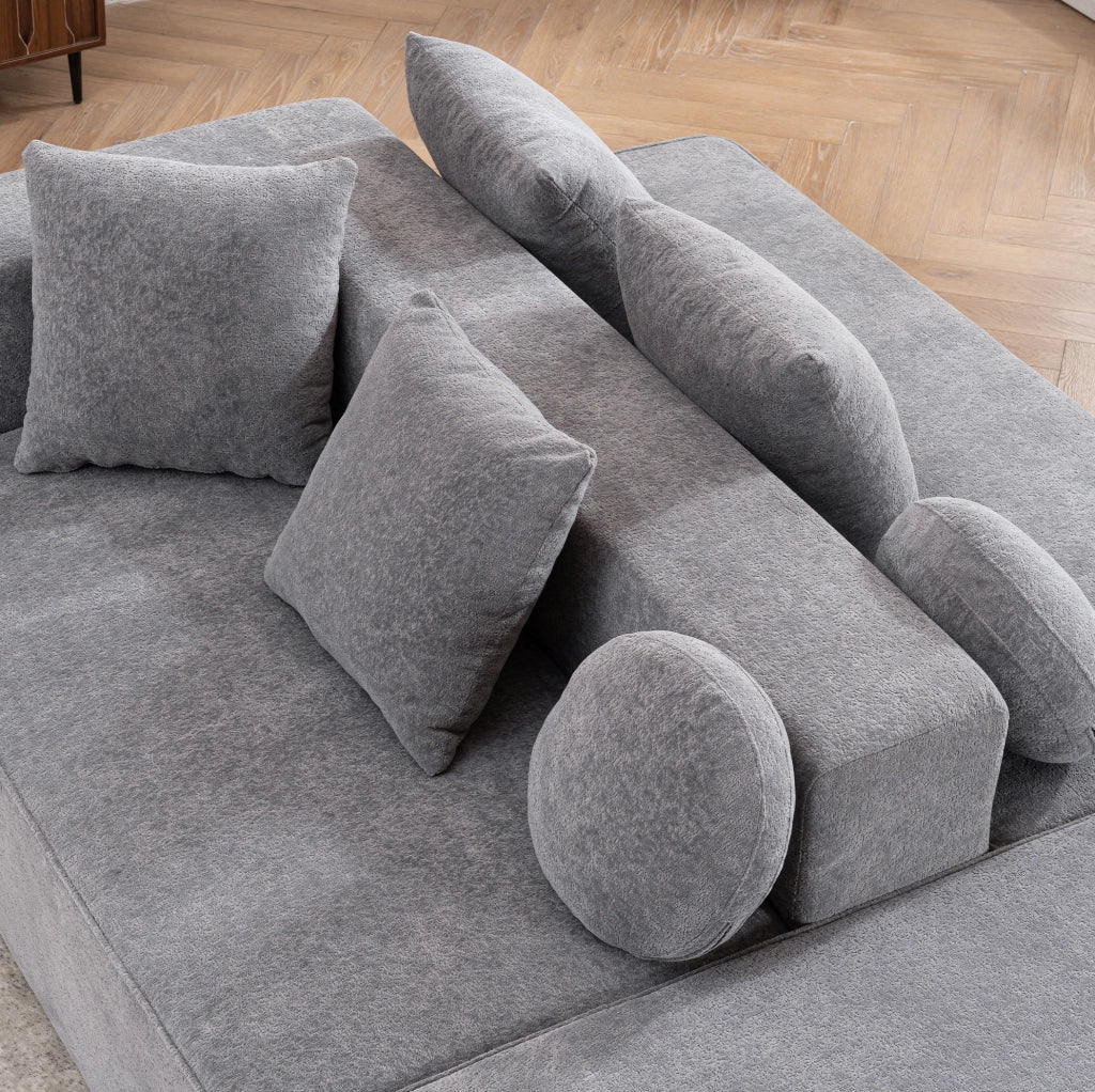 DIVANO MODULARE LETTO in Chenille Grigio senza montaggio