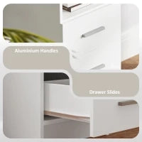 Scrivania Moderna in Legno con 3 Cassetti e Ripiano Aperto, 100x40x75 cm, Bianca e Marrone