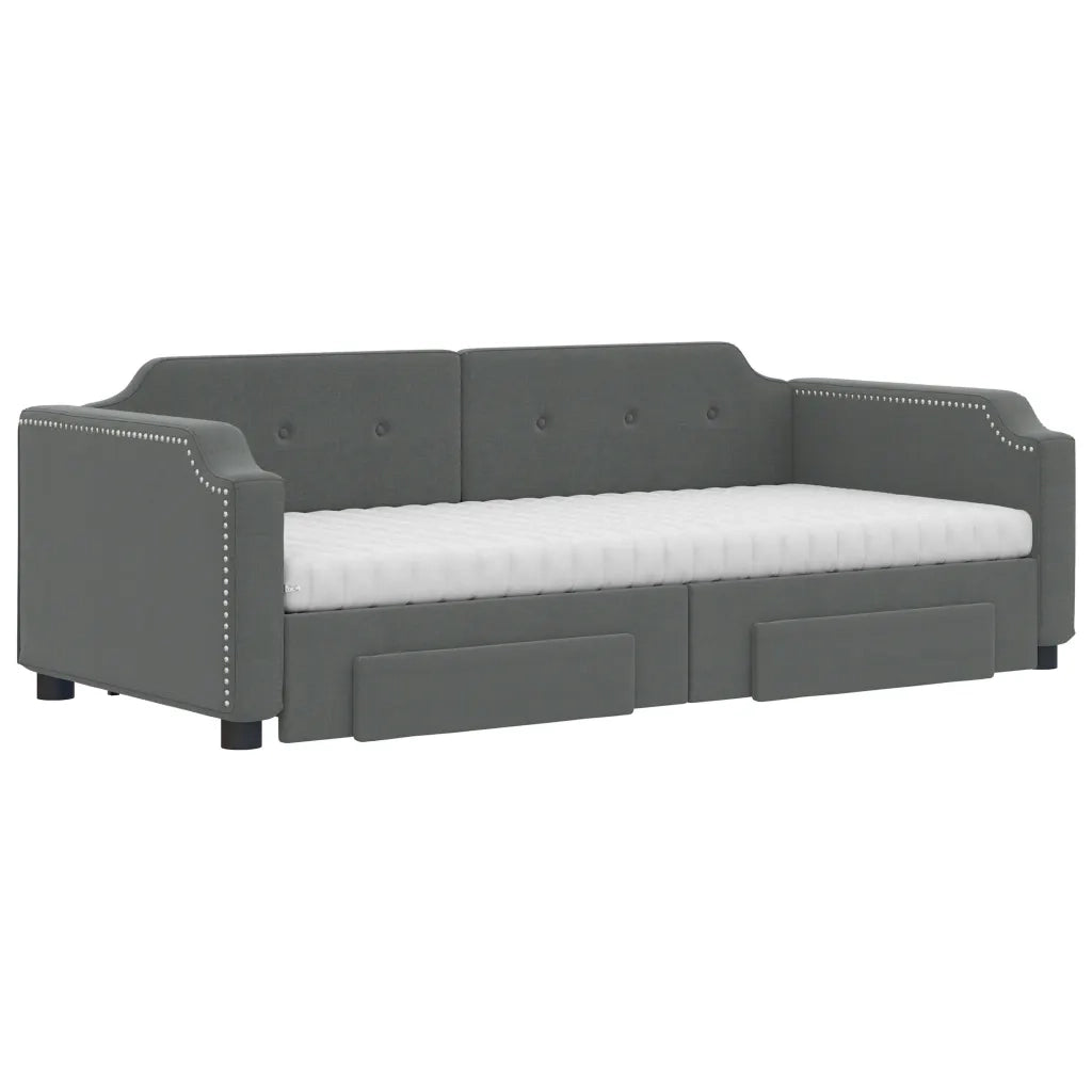 Divano Letto Estraibile Cassetti Grigio Scuro 90x190cm Tessutocod mxl 106657