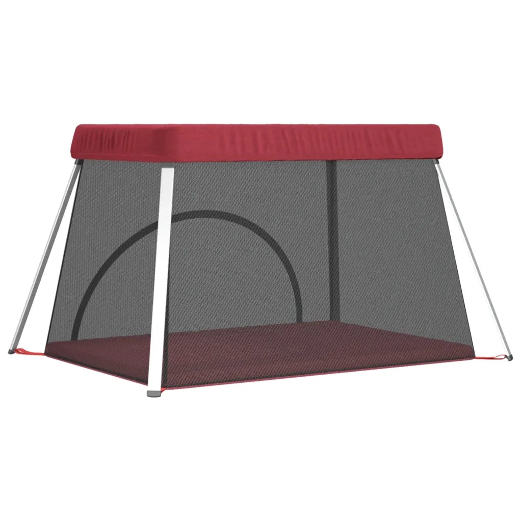 Box per Bambini con Materasso Rosso Tessuto di Lino CFW2698533