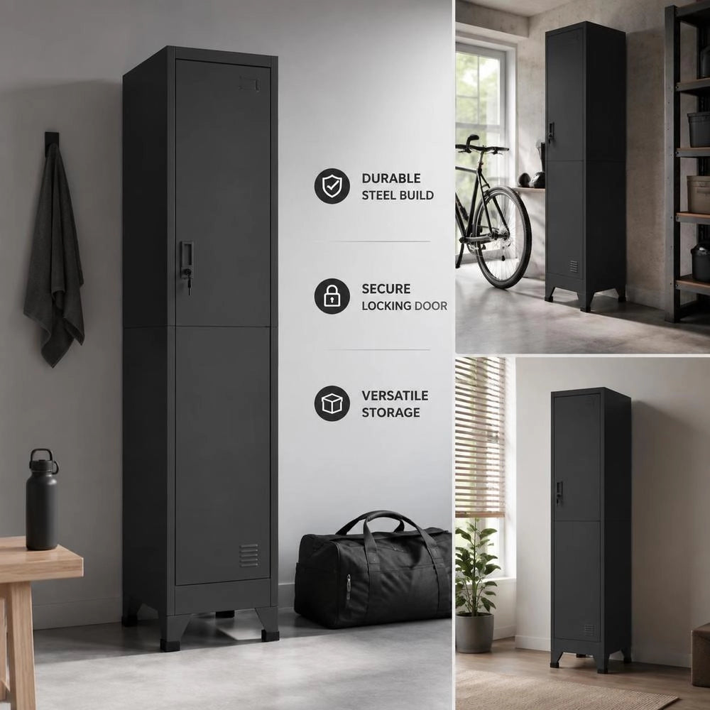Locker Cabinet, Anthracite, 38x45x180 Cm, Steel