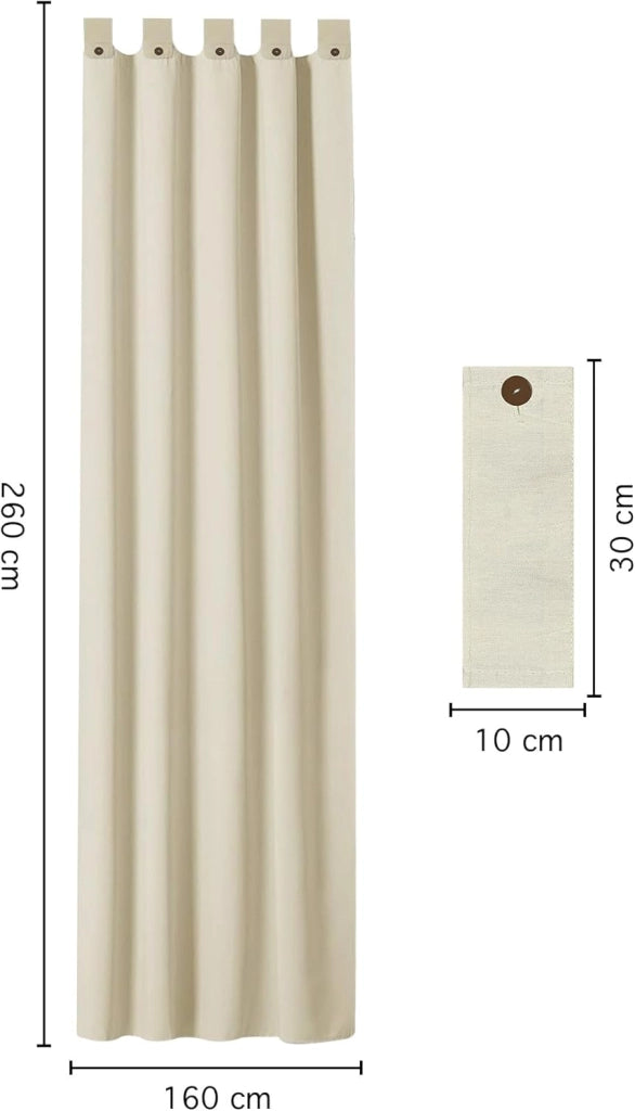 Tenda Per Gazebo Da Esterno Resistente 160 x 270 Cm Con Asole E Passanti Chiusura A Bottoni Antivento Antipolvere Uv Resistente Tende Da Sole Ombreggiante Terrazzo Multiuso 4 Pezzi - Panna