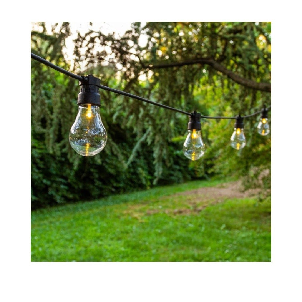 Trade Shop - Catena Luminosa Per Esterno Ip44 Cordoniera Portalampada 10xe27 11 Metri St-lv - Nero