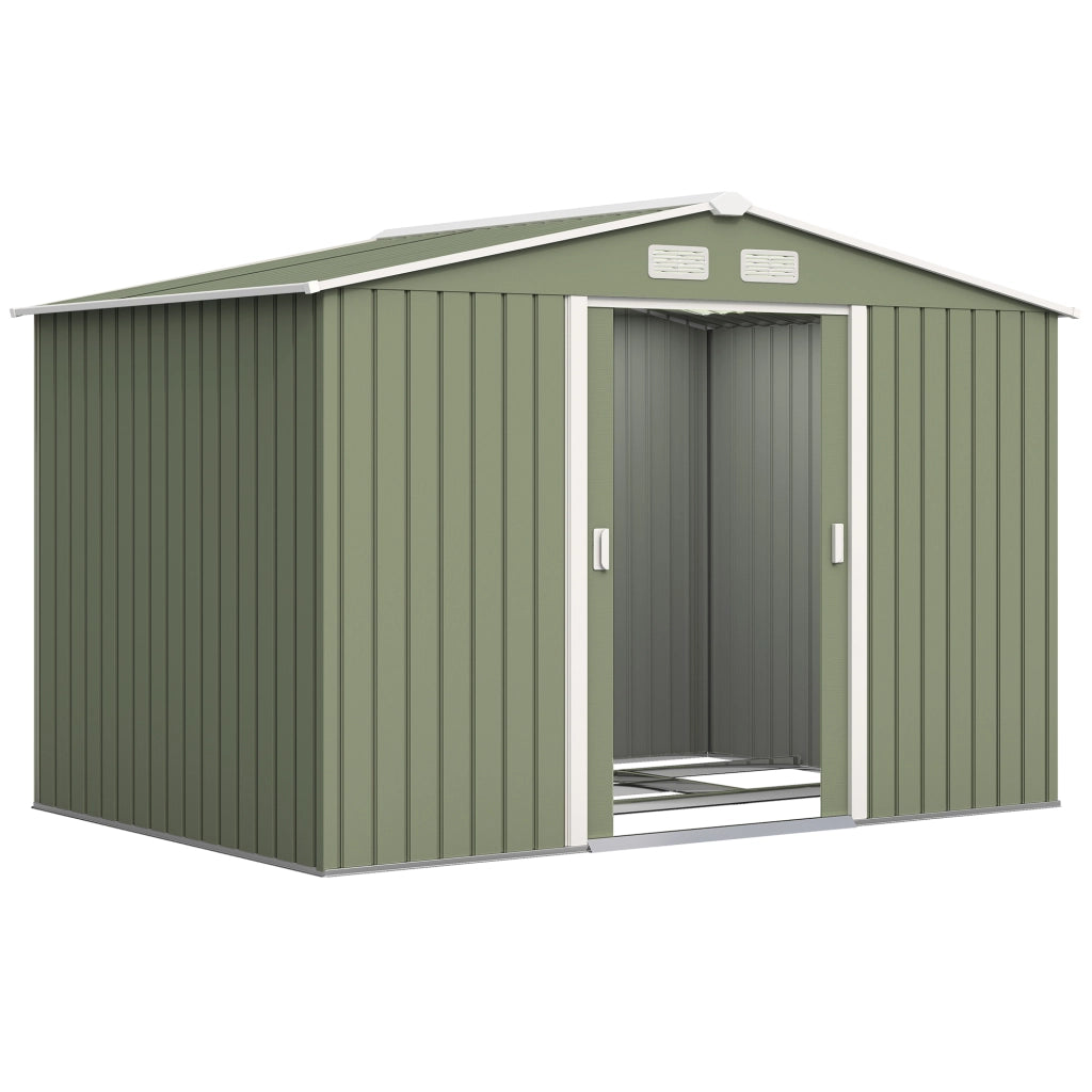 Casetta da giardino ¨C zephmum ¨C verde chiaro, acciaio galvanizzato, 277x195x192 cm