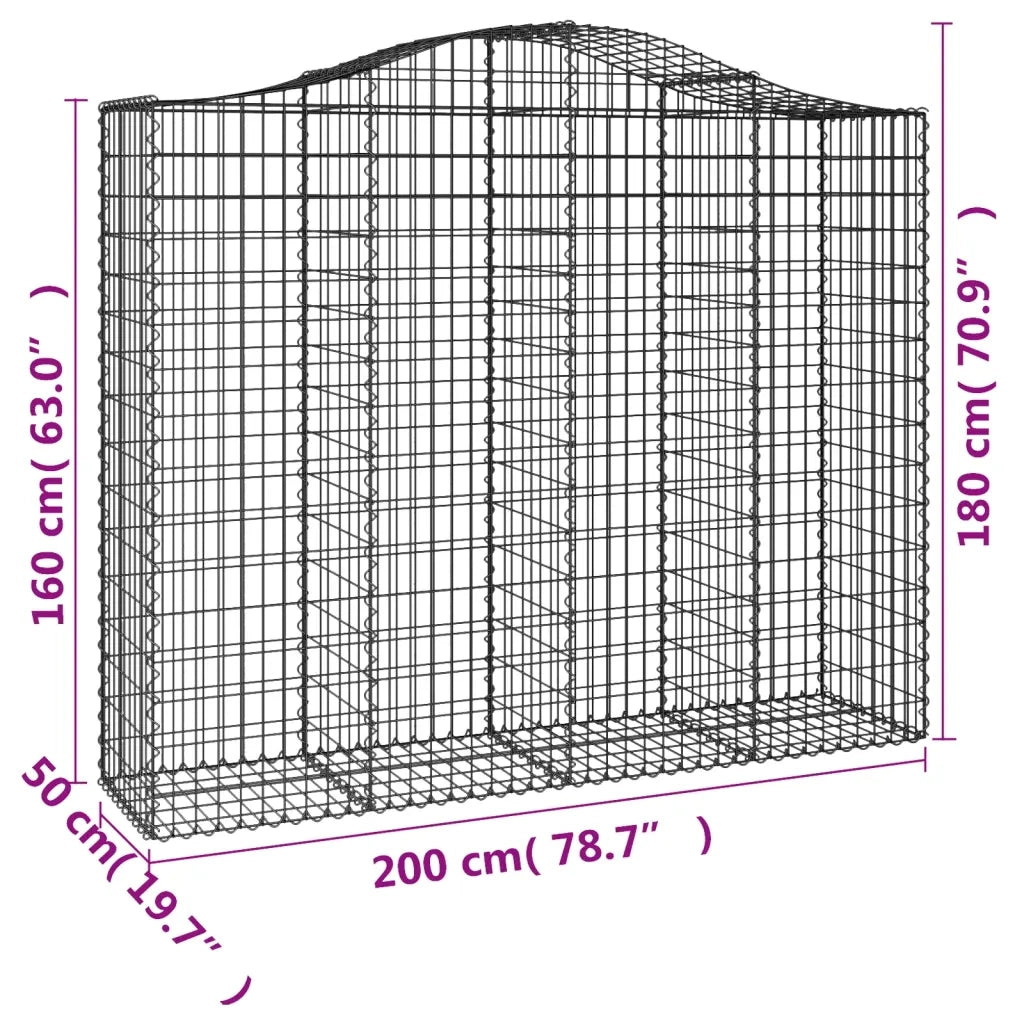 Cesti Gabbioni ad Arco 15 pz 200x50x160/180 cm Ferro Zincato 3145716