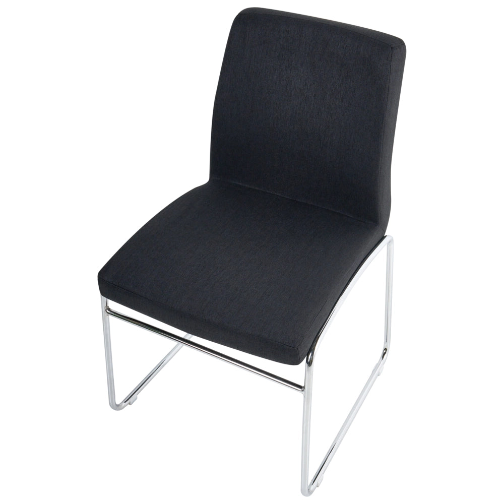 Set di 2 sedie da pranzo imbottite con braccioli, rivestimento nero base in metallo design moderno