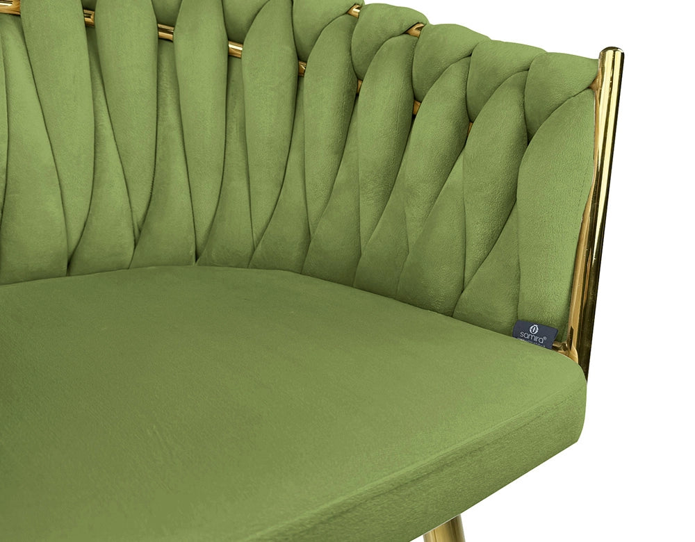 Poltrona in velluto verde pistacchio, sedia imbottita da pranzo – Elise - SDPL39ELPD