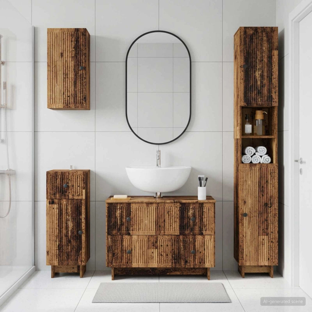 Set di Mobili da Bagno da 4 Pezzi EDE Legno antico 3417907
