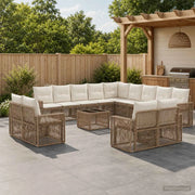 Set Divano da Giardino 14 pz Beige e Bianco Crema polyrattan 3435309