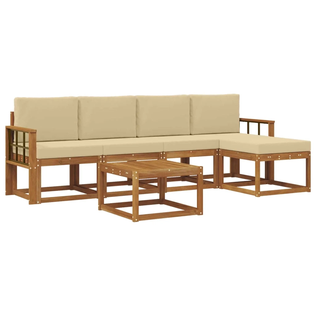 Set di divani da esterno con cuscino 6 pcs Naturale e Beige