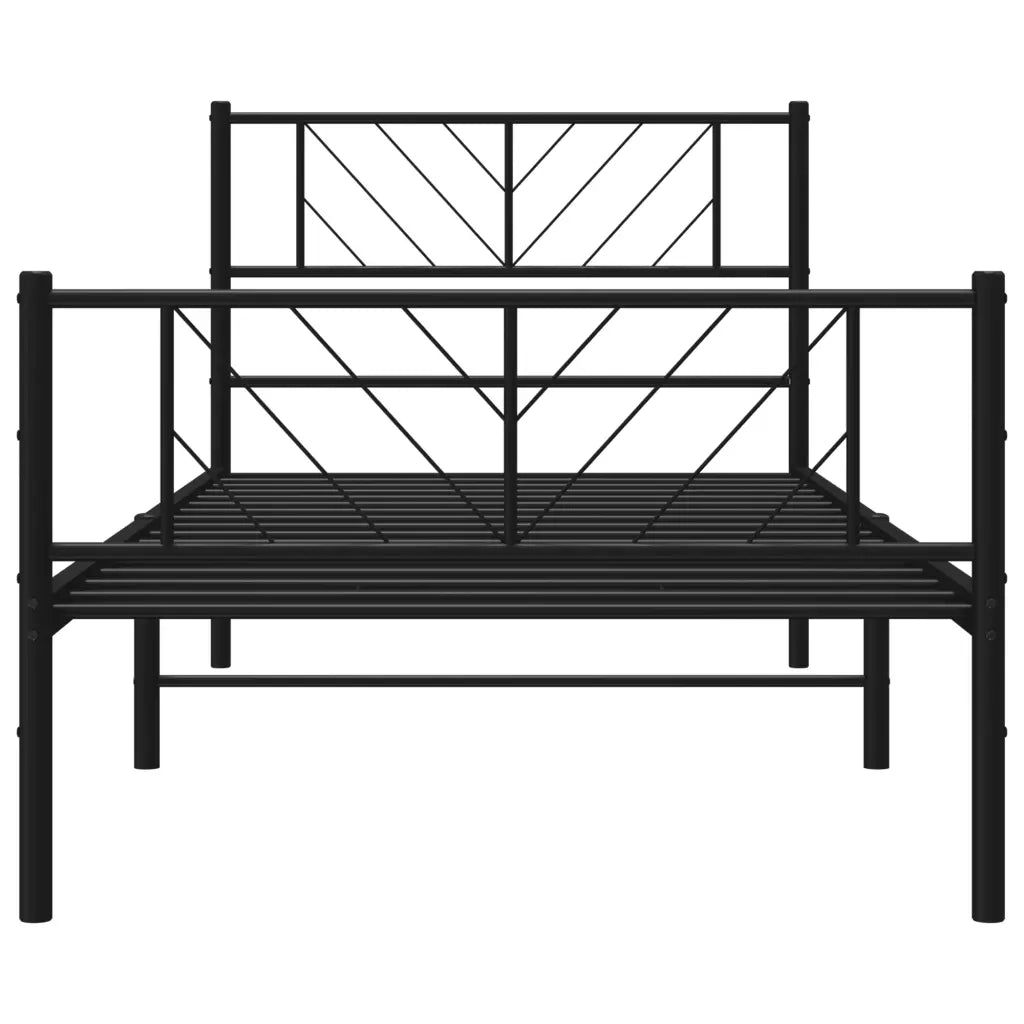 Giroletto con Testiera e Pediera Metallo Nero 90x200 cm 372190