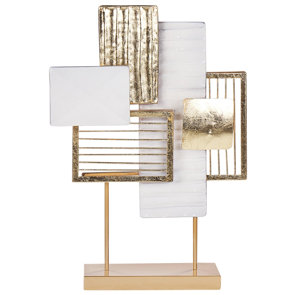 Ornamento in ferro metallico bianco e oro 44 cm Oggetto decorativo Pezzo d'arredo Rettangoli Design moderno