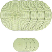 Set di placchette e sottopanchine a maglia rotonda da 4 - 38 cm placchette in cotone - tappeti da tavola resistenti al calore per cucina e sala da pranzo - verde