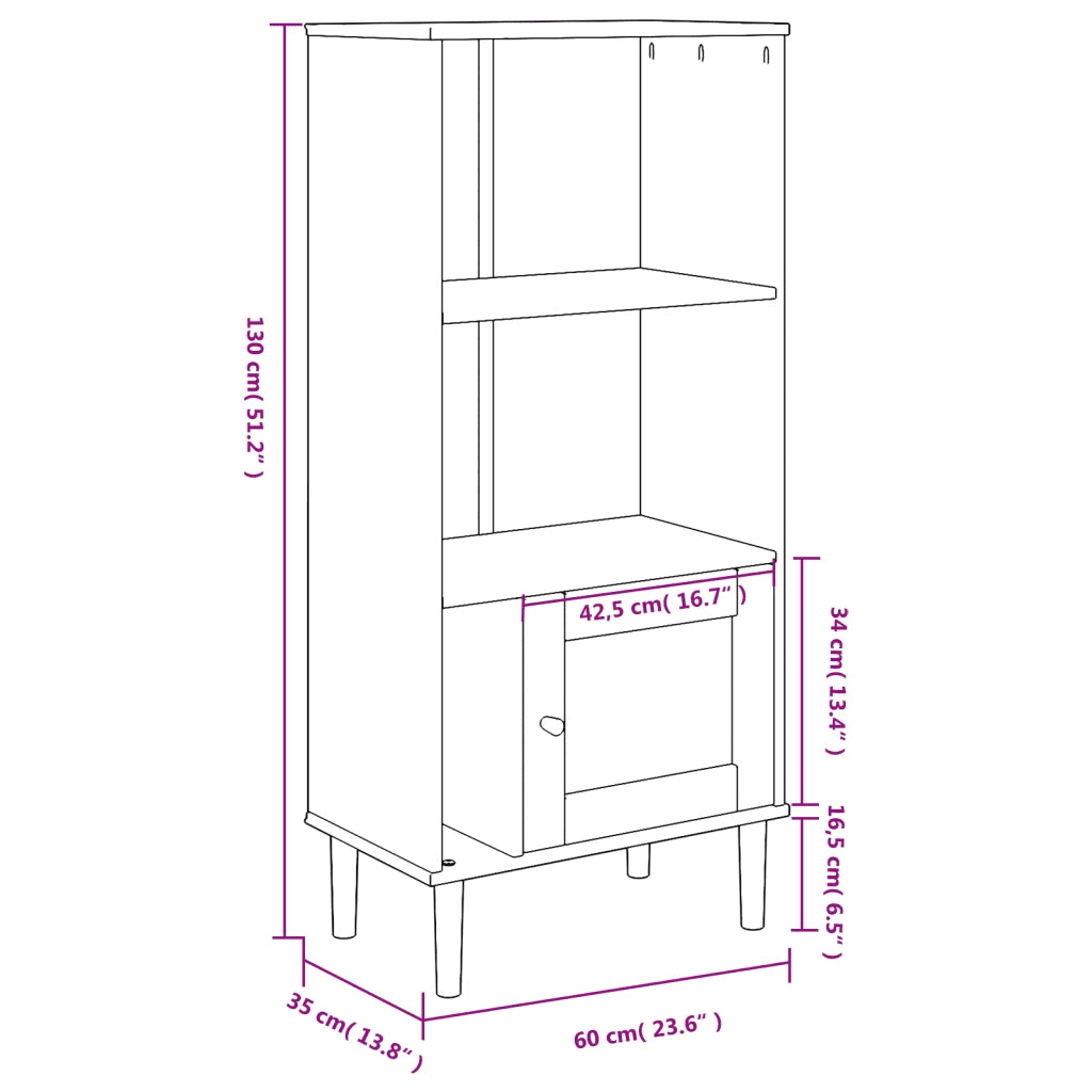 Credenza | Madia | Buffet da pranzo | Armadio da pranzo SENJA Aspetto Rattan Nera 60x35x130 cm Legno Pino