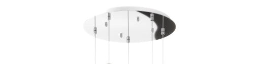 SOSPENSIONE CROMO 5 LUCI TONDA VETRI AMBRA 1181CR-S5 T-AM